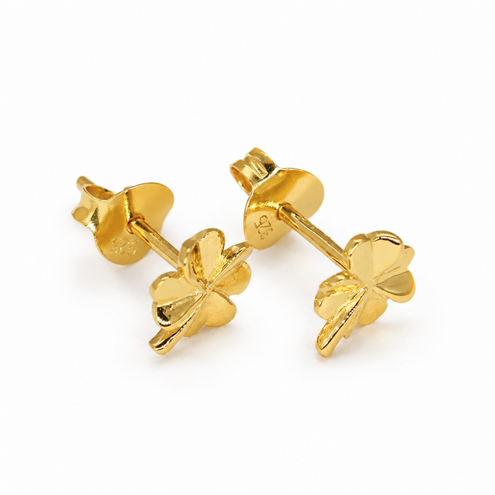 Érisse Clover Stud Earrings in 18K Gold over 925 Silver on pure white background