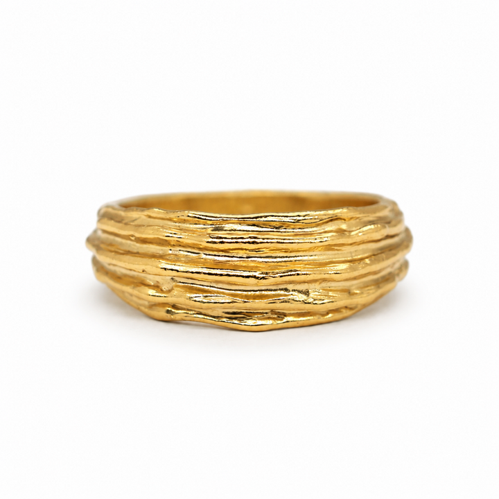 Avrelle Layered Texture Ring in 18K Gold over 925 Silver on pure white background