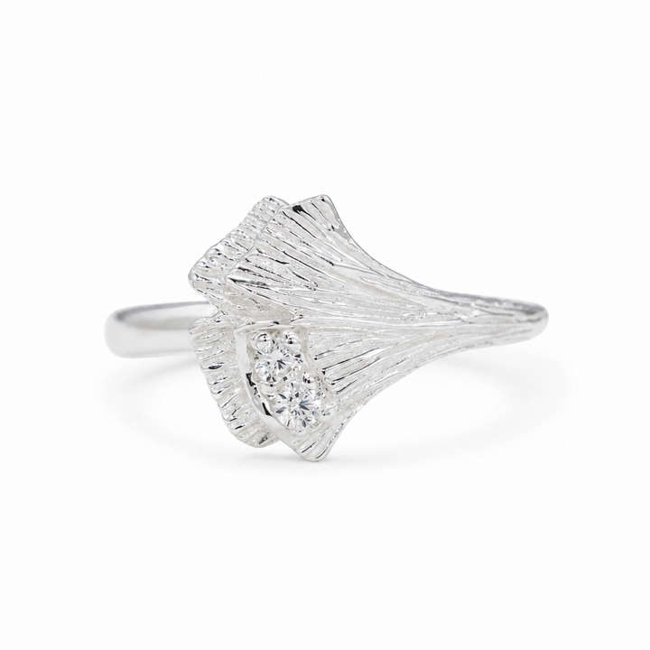 Giverny Petal Ring in 925 Sterling Silver on pure white background