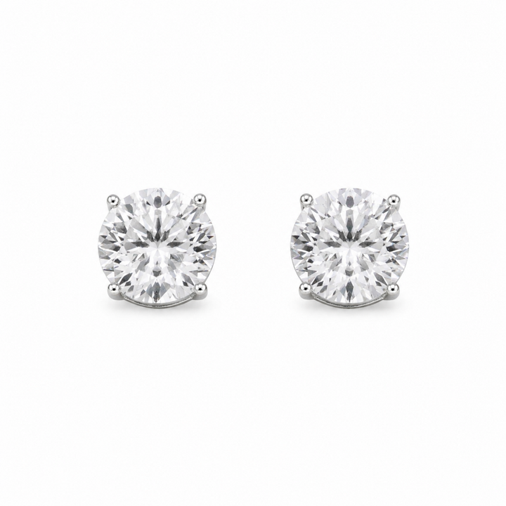 Elara Classic Stud Earrings in 925 Sterling Silver (Push Back) by MOA - enhanced white background main image