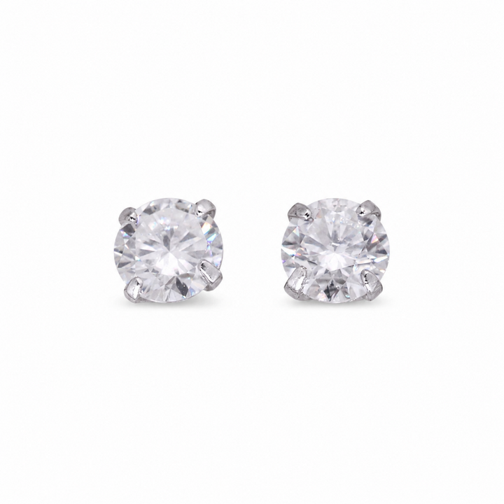 Émilienne Petite Solitaire Stud Earrings in 925 Sterling Silver by MOA - enhanced white background main image