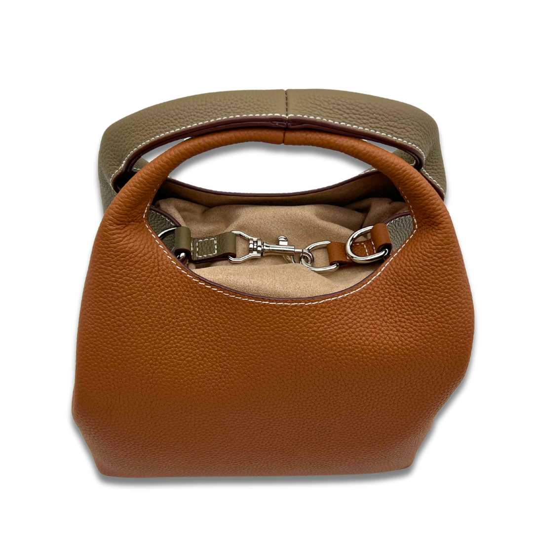 DANIELLE Leather bag - Grey/Tan