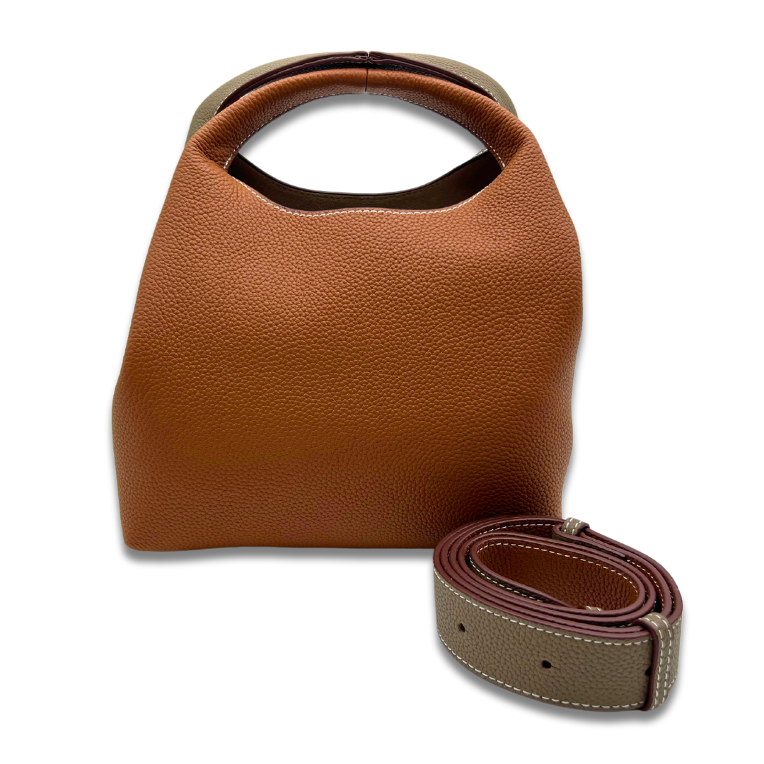 DANIELLE Leather bag - Grey/Tan