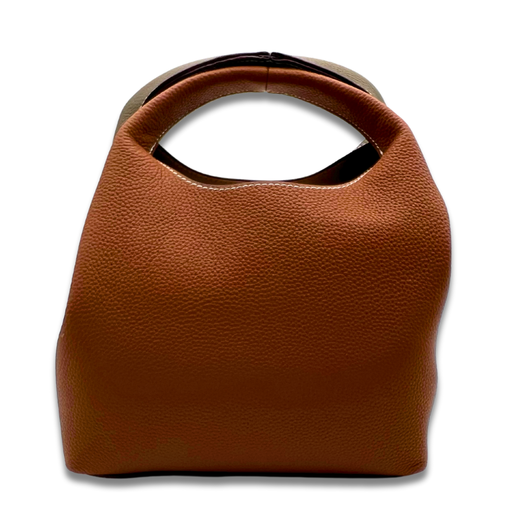 DANIELLE Leather bag - Grey/Tan