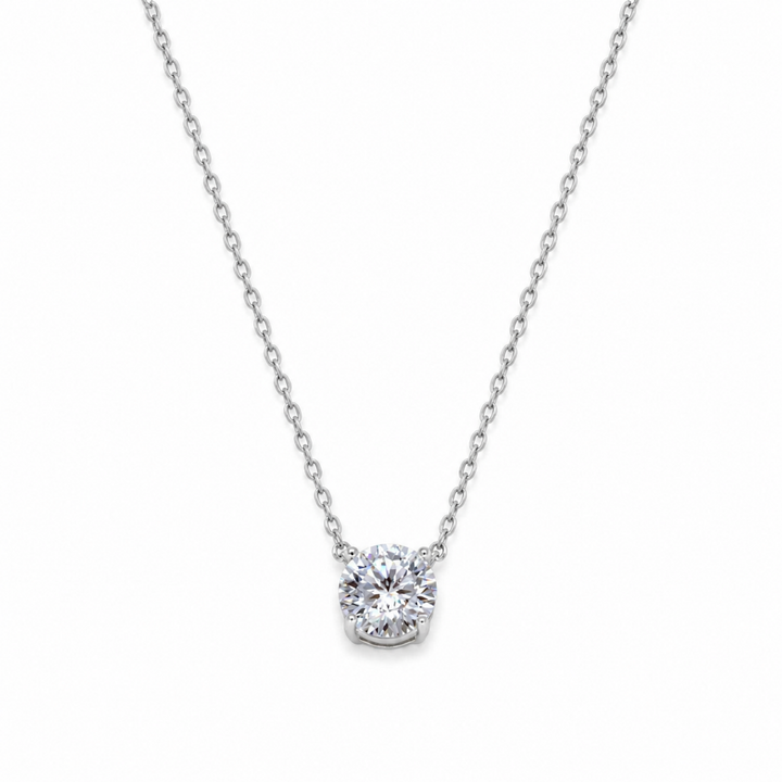 Aurielle Solitaire Necklace in 925 Sterling Silver by MOA - enhanced white background main image