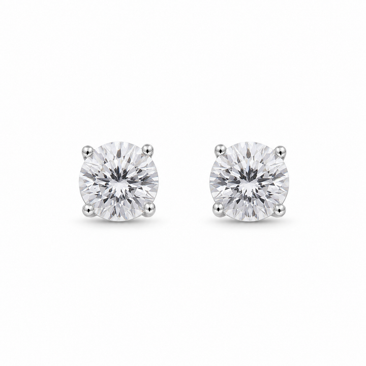 Virelle Solitaire Stud Earrings in 925 Sterling Silver on pure white background