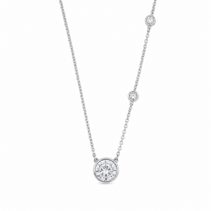 Évreux Bezel Station Necklace in 925 Sterling Silver by MOA - enhanced white background main image