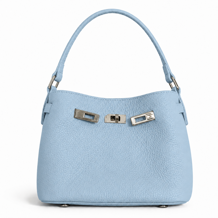 Maelis Leather Shoulder Bag in Blue – front view