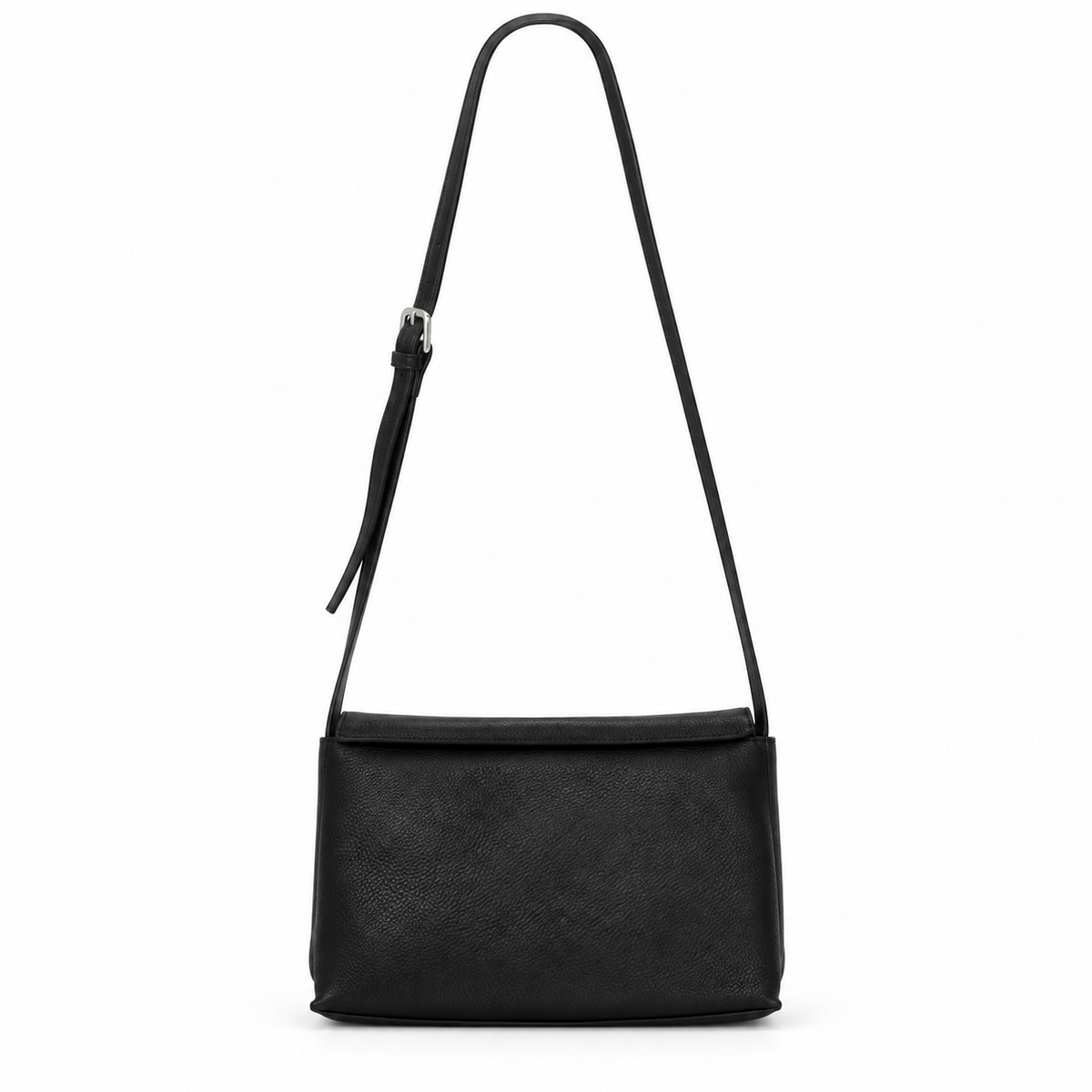 Elara black leather shoulder bag with adjustable strap