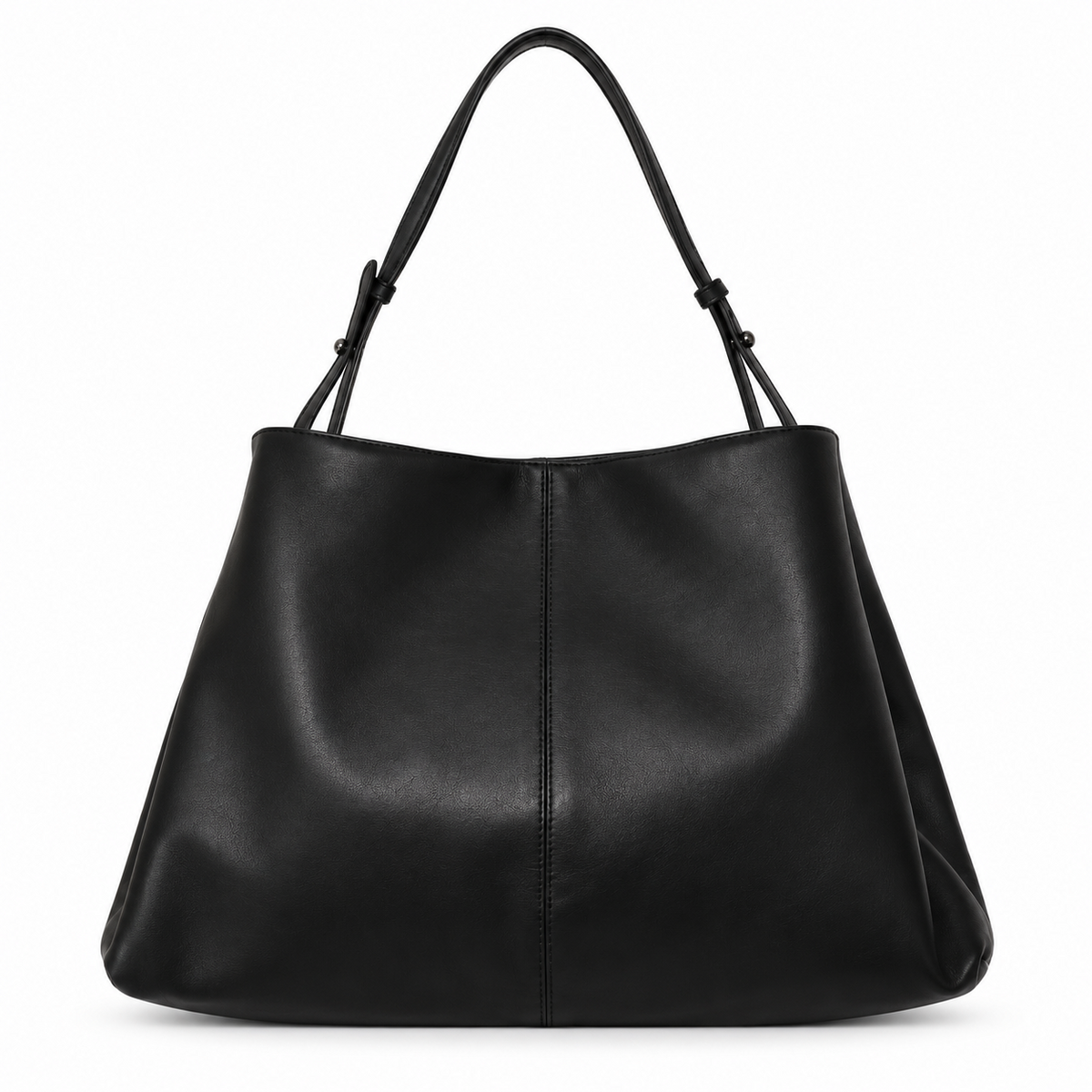 Maren Leather Shoulder Bag in Black — front view