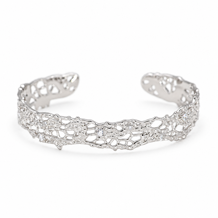 Thea Filigree Cuff Bangle in 925 Sterling Silver by MOA - view 1
