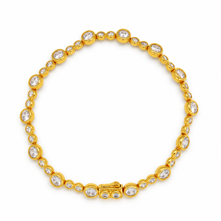 Elise Alternating Tennis Bracelet in 24K Gold Over 925 Silver by MOA - view 1