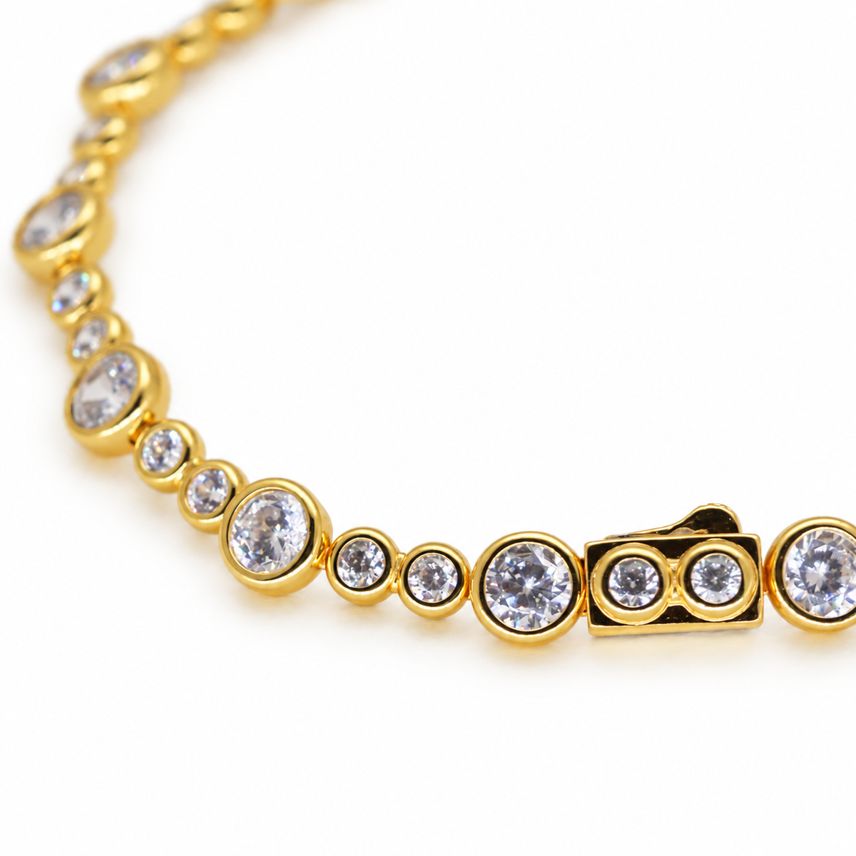 Elise Alternating Tennis Bracelet in 24K Gold Over 925 Silver by MOA - view 2