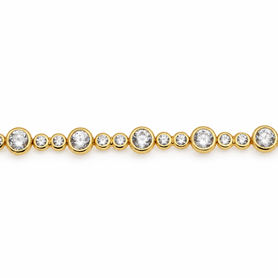 Elise Alternating Tennis Bracelet in 24K Gold Over 925 Silver by MOA - view 3