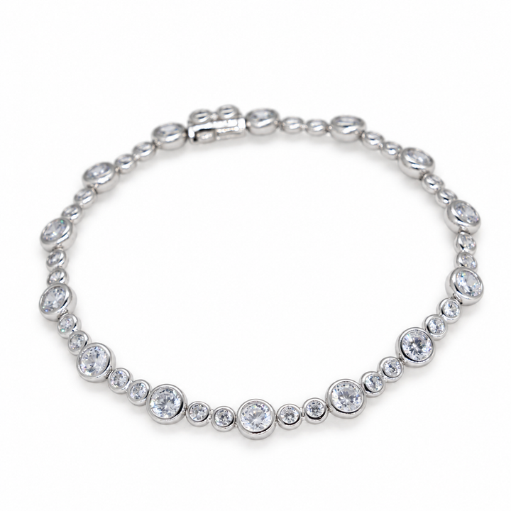 Elise Alternating Tennis Bracelet in 925 Sterling Silver by MOA - view 1