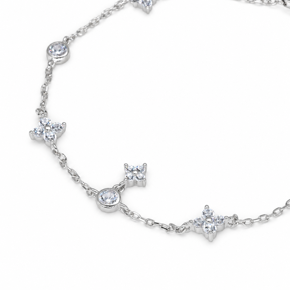 Solenne Floral Chain Bracelet in 925 Sterling Silver by MOA - view 2