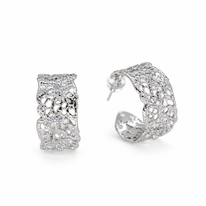Thea Filigree Hoop Earrings in 925 Sterling Silver by MOA - view 1