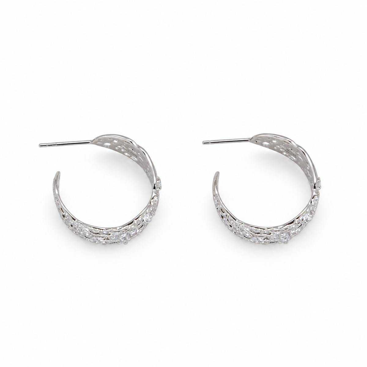 Thea Filigree Hoop Earrings in 925 Sterling Silver by MOA - view 2