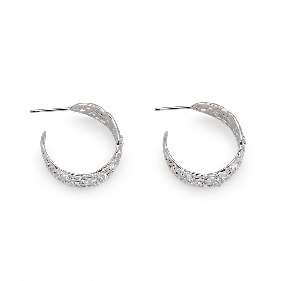 Thea Filigree Hoop Earrings in 925 Sterling Silver by MOA - view 2