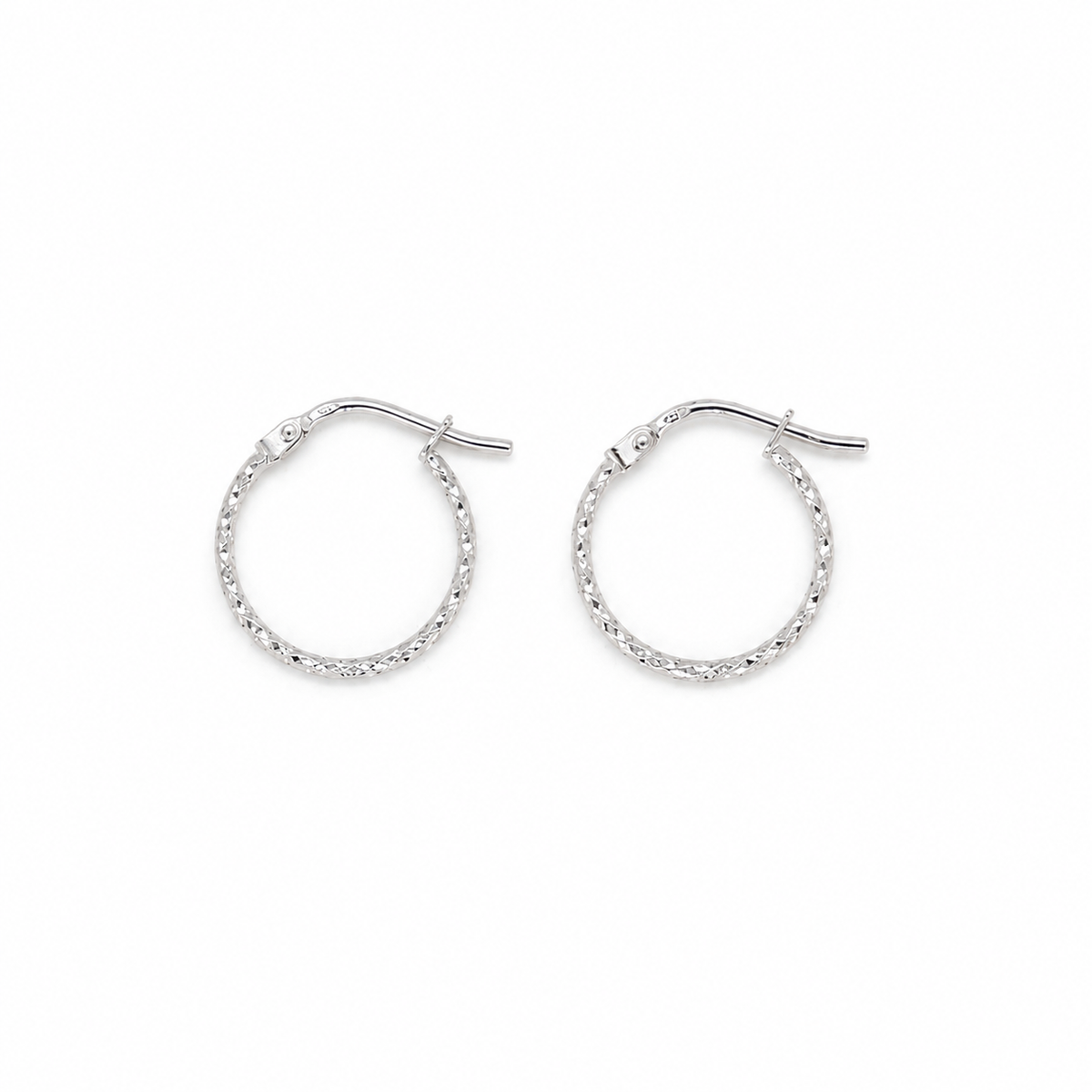 Arielle textured hoop earrings in 925 sterling silver front view