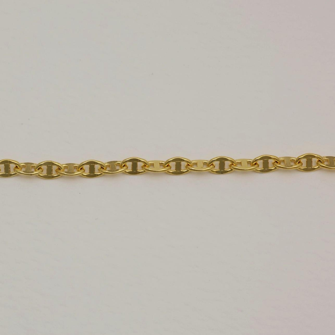 Close-up of the Anouk Chain Bracelet in gold vermeil, featuring rounded equestrian-style links and a polished finish.