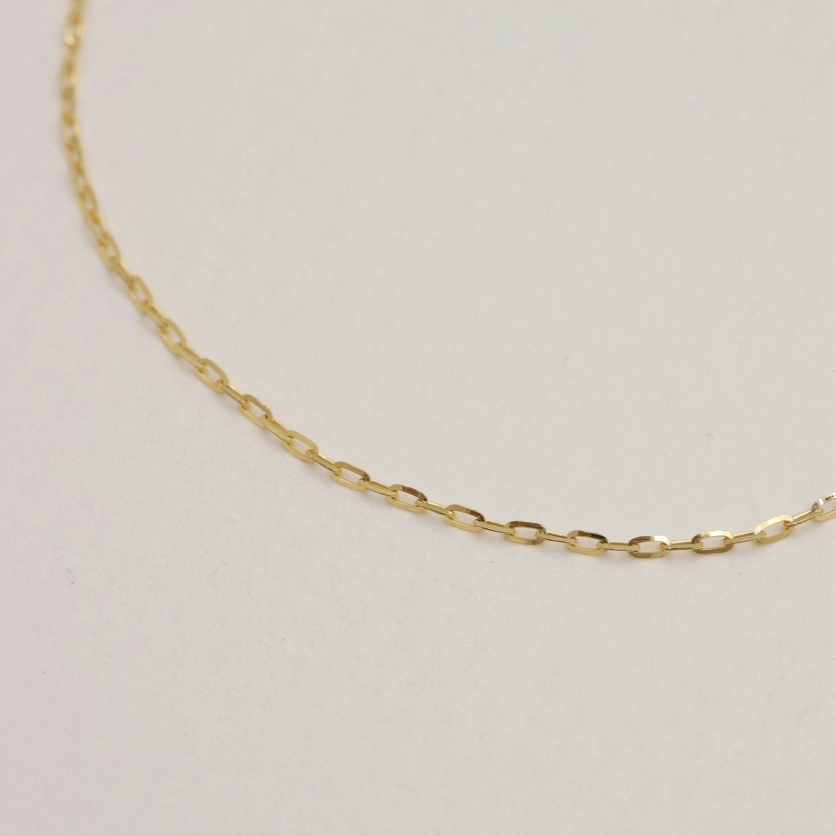 Detail shot showing the fine oval links and gold tone of the Émilie Chain Bracelet