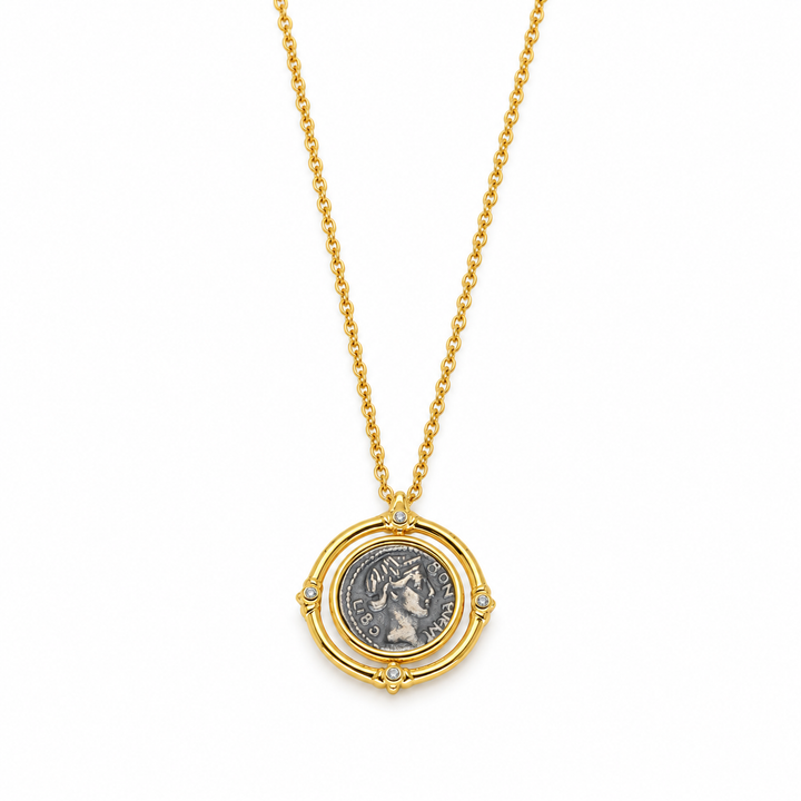 Évariste Coin Pendant Necklace in 24K Gold Over 925 Silver by MOA - view 1