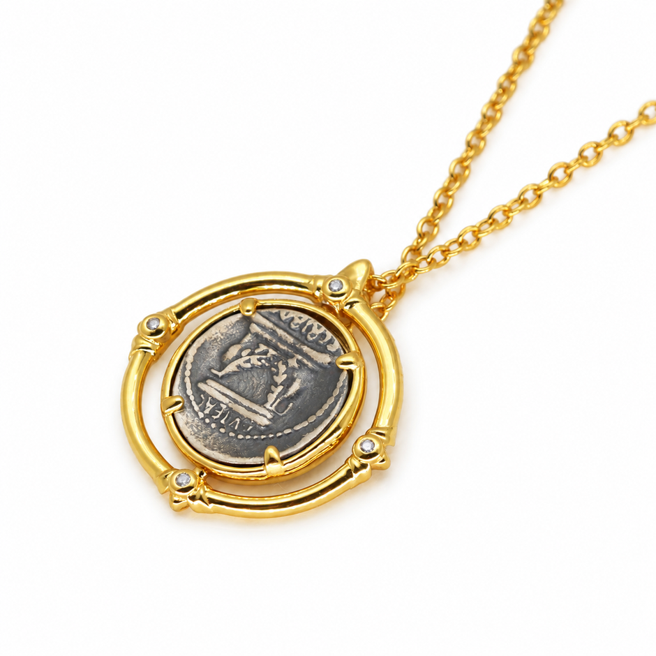 Évariste Coin Pendant Necklace in 24K Gold Over 925 Silver by MOA - view 3