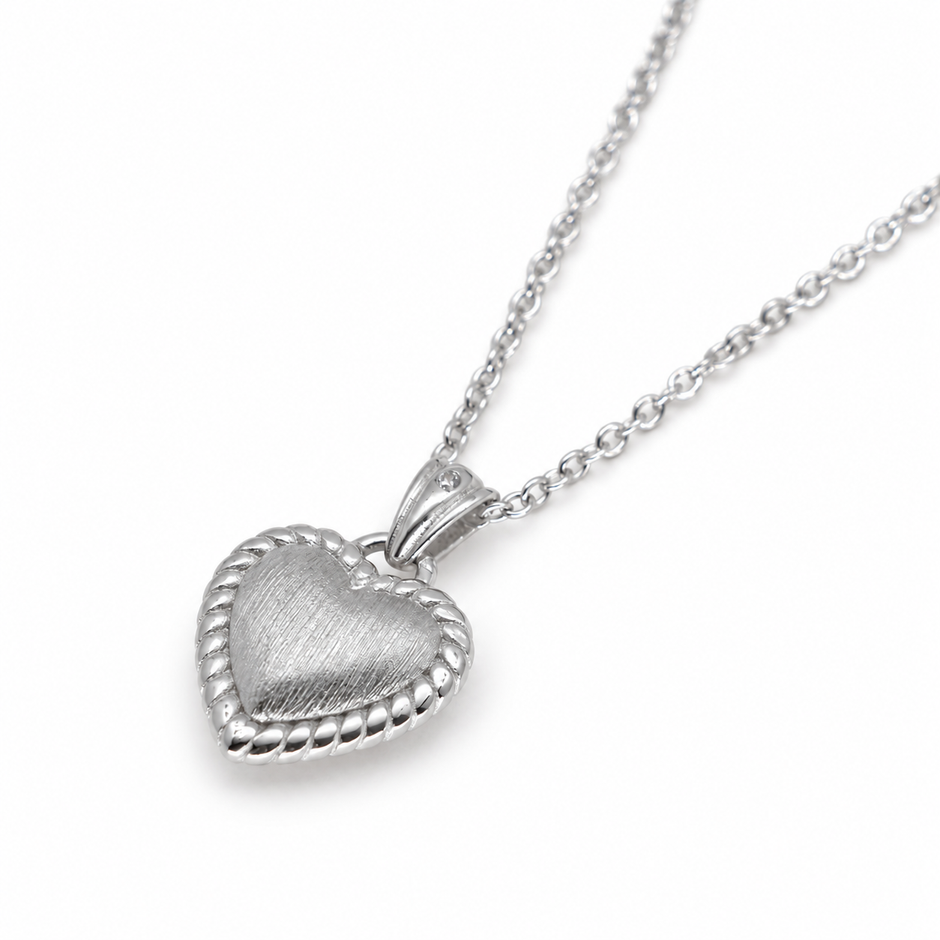 Aveline Textured Heart Necklace in 925 Sterling Silver by MOA - view 2