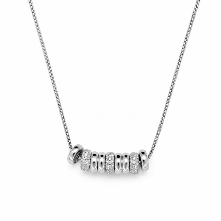Celestine Beaded Necklace with Cubic Zirconia in 925 Sterling Silver by MOA - view 1