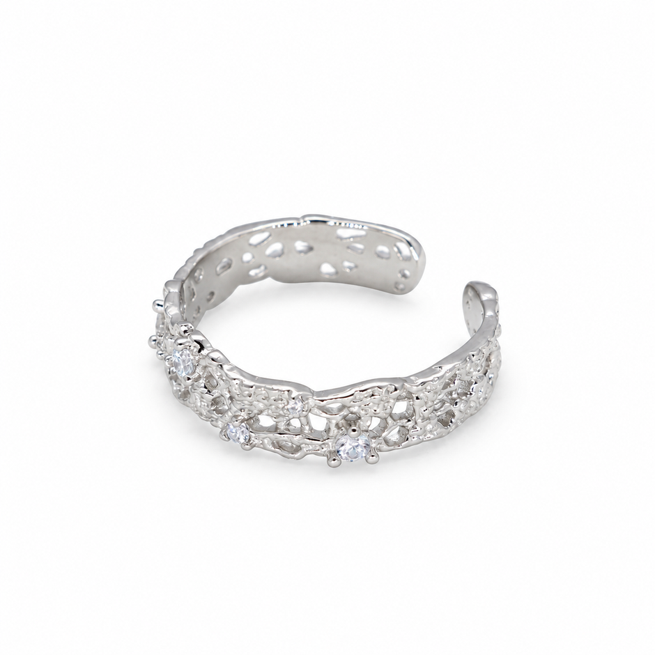 Thea Slim Filigree Open Ring in 925 Sterling Silver by MOA - view 2