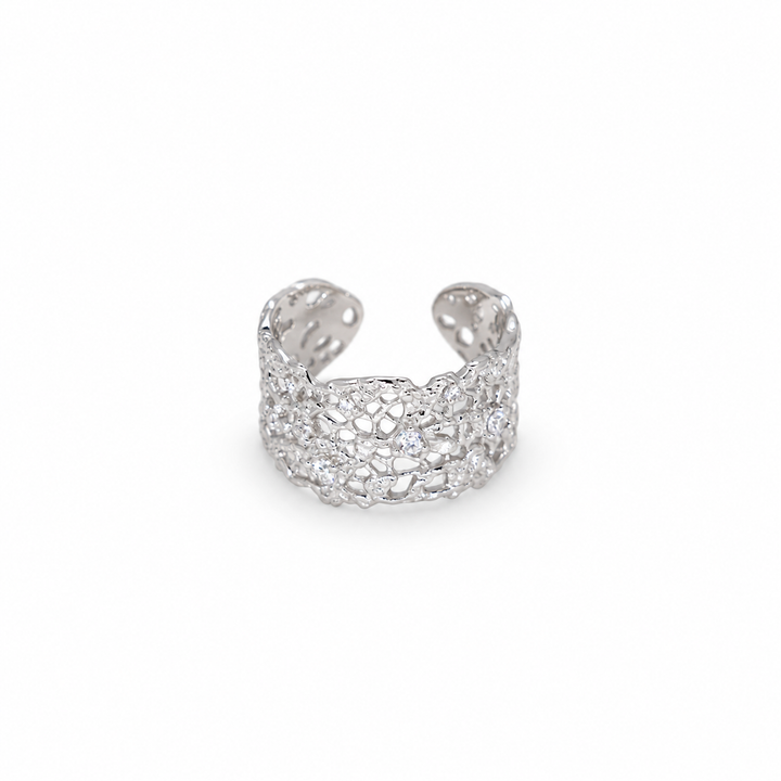 Thea Bold Filigree Open Ring in 925 Sterling Silver by MOA - view 1
