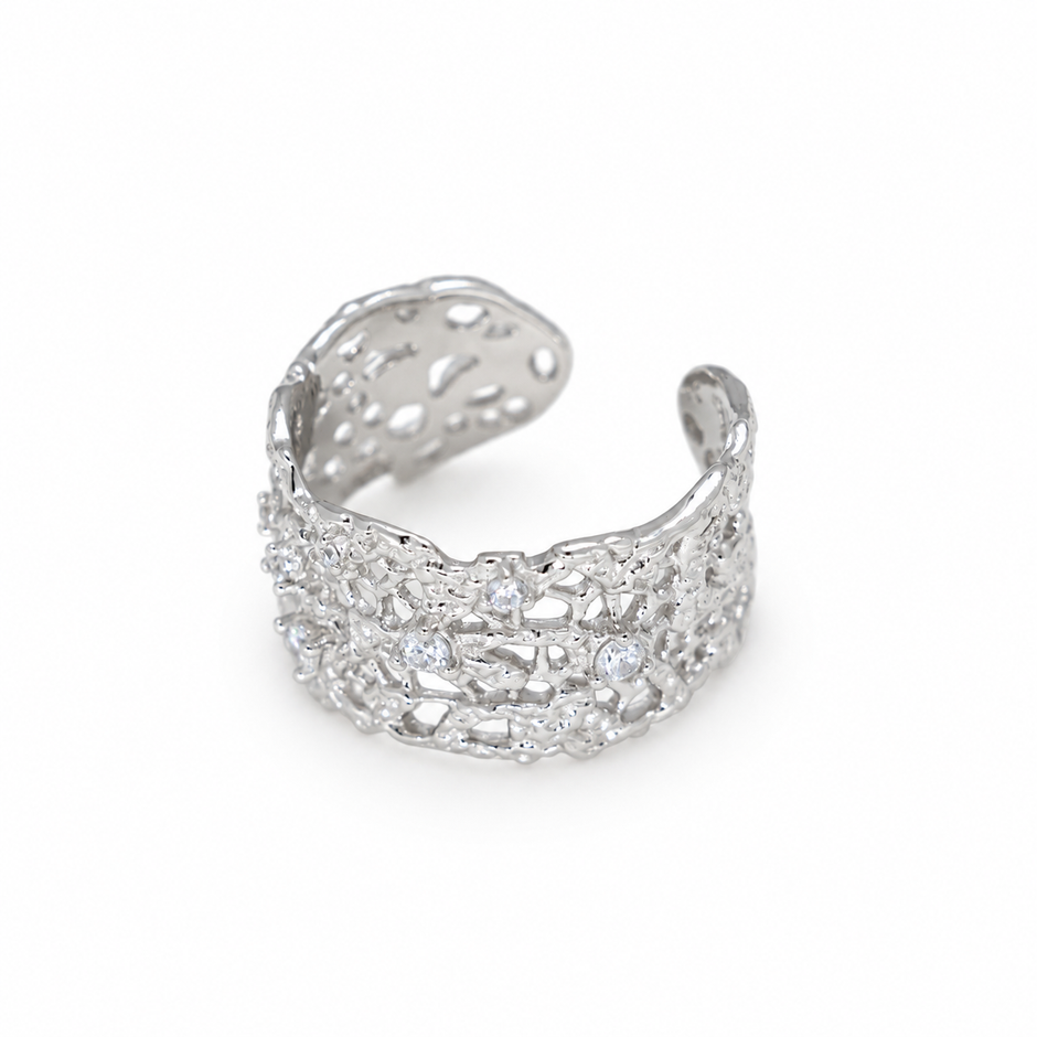 Thea Bold Filigree Open Ring in 925 Sterling Silver by MOA - view 2