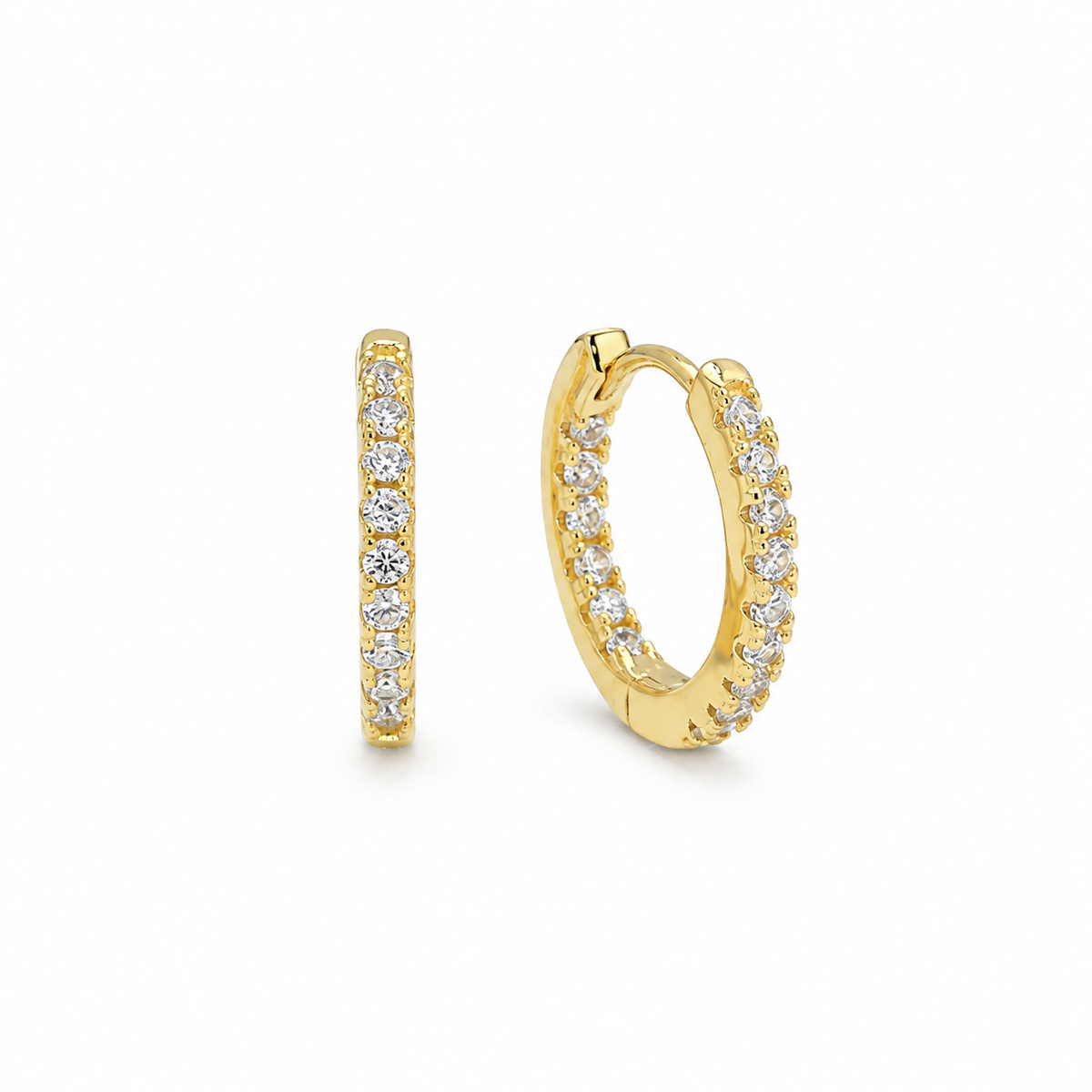 Seren Pavé Huggie Earrings in Gold Vermeil