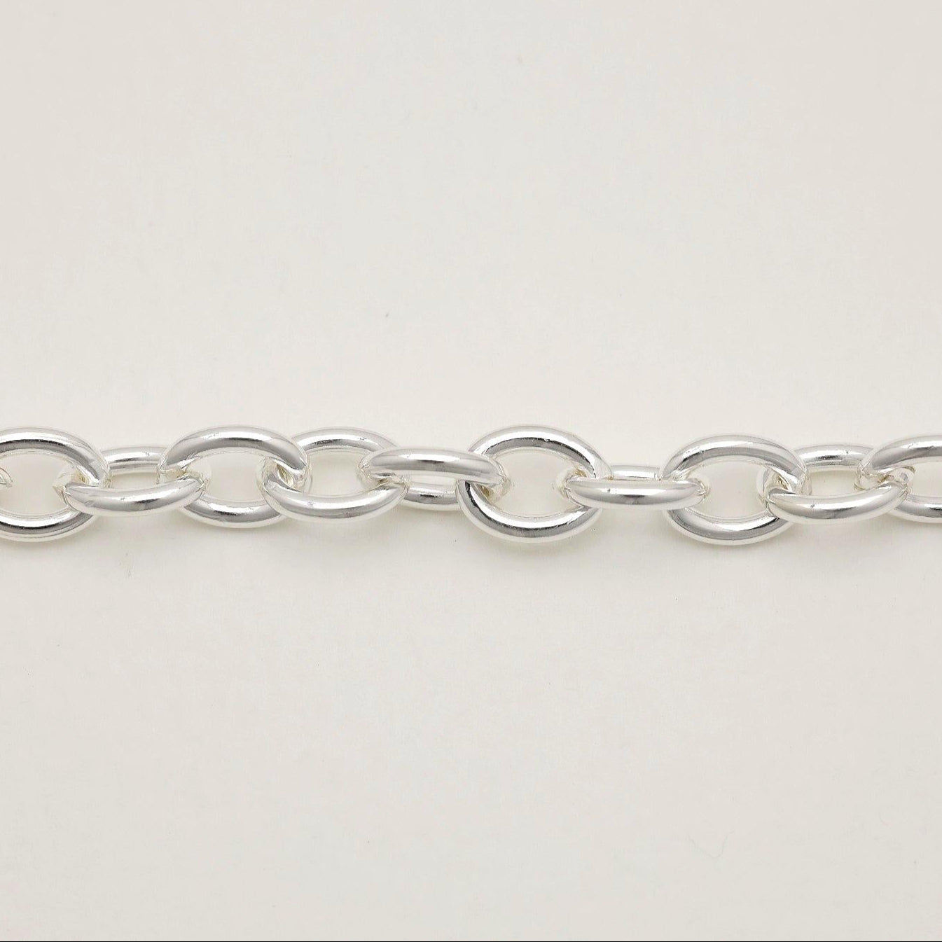 Close-up of the Stella Chain Bracelet showing polished sterling silver oval links.