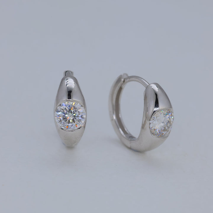 Alouette Bezel Huggie Earrings in 925 Sterling Silver by MOA - view 1