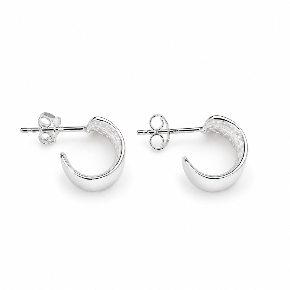 Alvéra Curve Stud Earrings in 925 Sterling Silver - rear butterfly back view