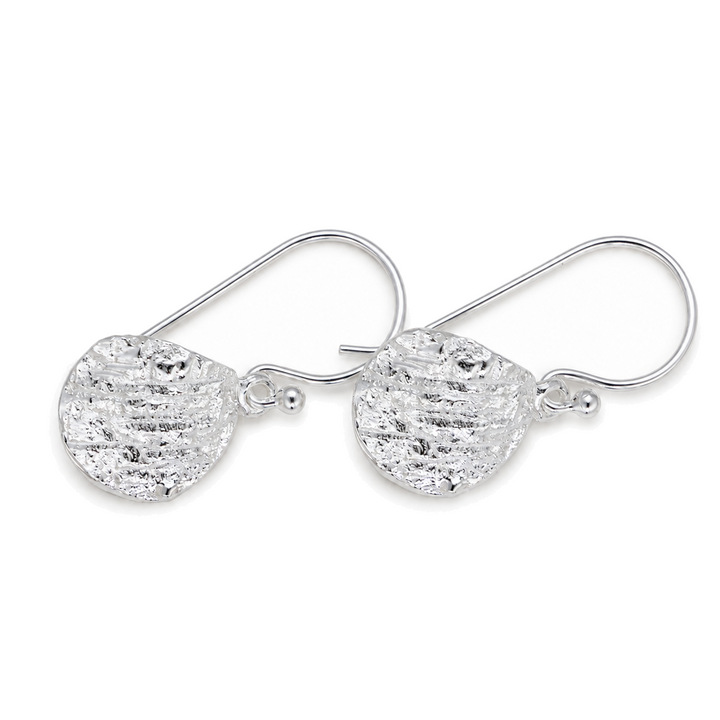 Alvienne Textured Drop Earrings in 925 Sterling Silver - flat view