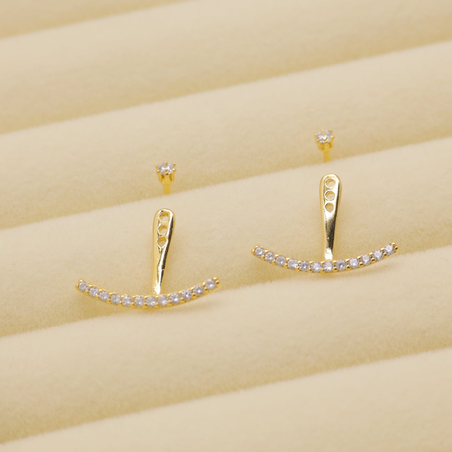 Amaris Convertible Arc Earrings in Gold Vermeil by MOA - view 2