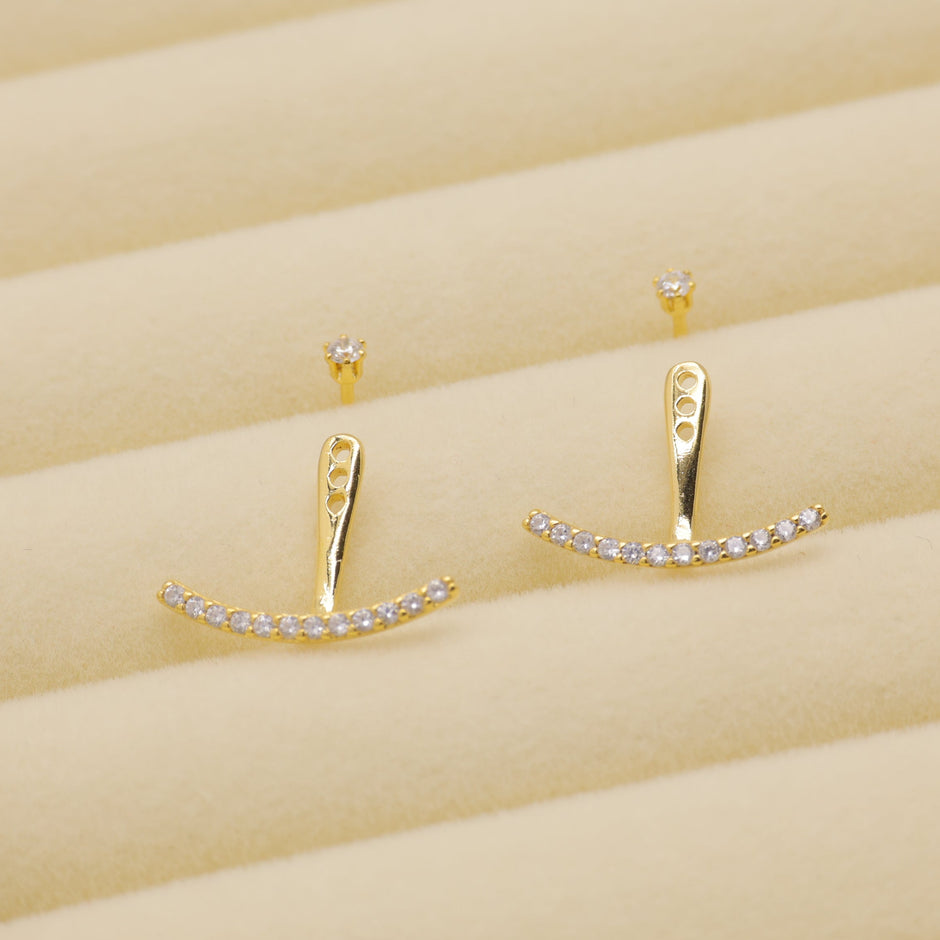 Amaris Convertible Arc Earrings in Gold Vermeil by MOA - view 2