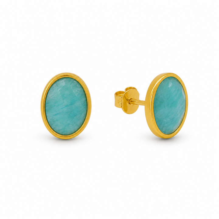 Amazone Amazonite Stud Earrings in Gold Vermeil by MOA - view 1