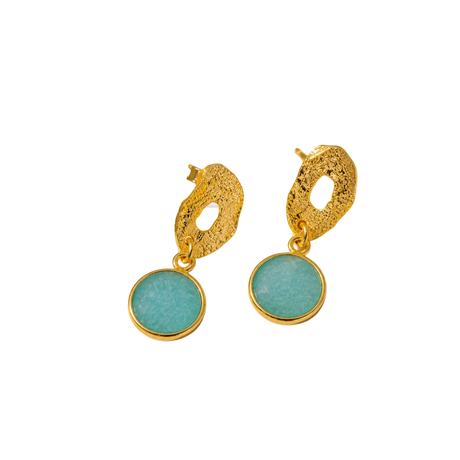 Amazone Sculptée Amazonite Drop Earrings in Gold Vermeil — angle