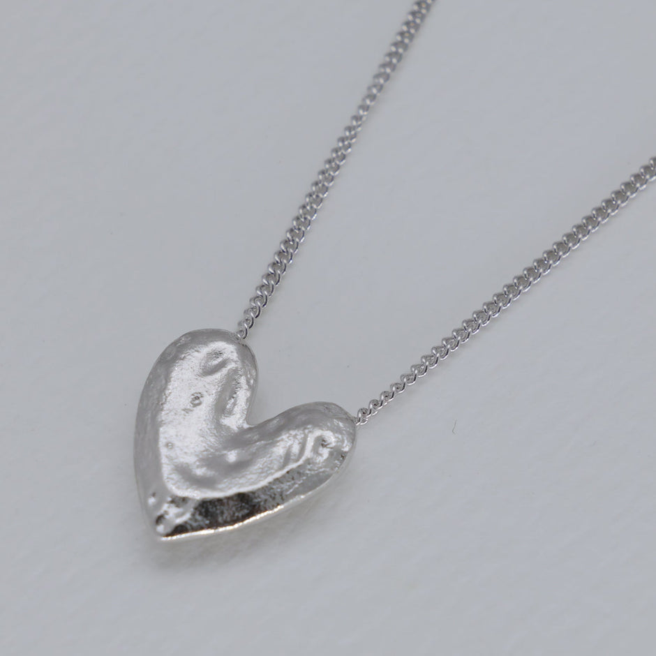 Amelia Sculpted Heart Necklace in 925 Sterling Silver by MOA - view 2