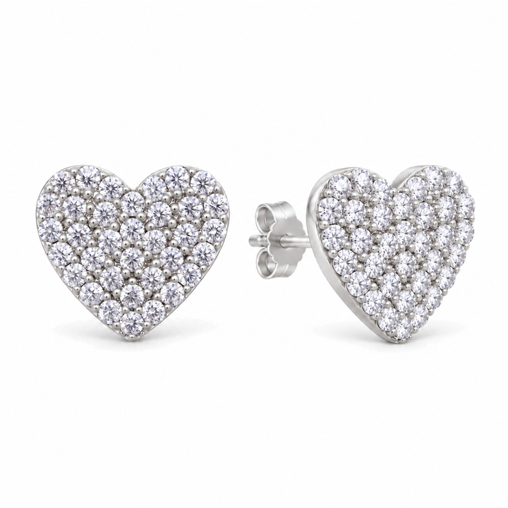 Améliane Pavé Heart Earrings in 925 Sterling Silver