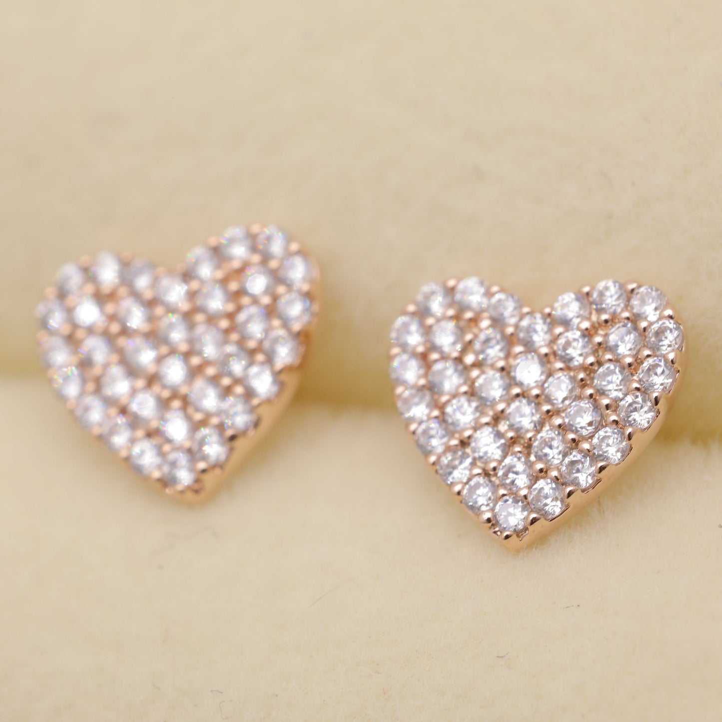 Ameliane Pave Heart Earrings in Rose Gold by MOA - view 2