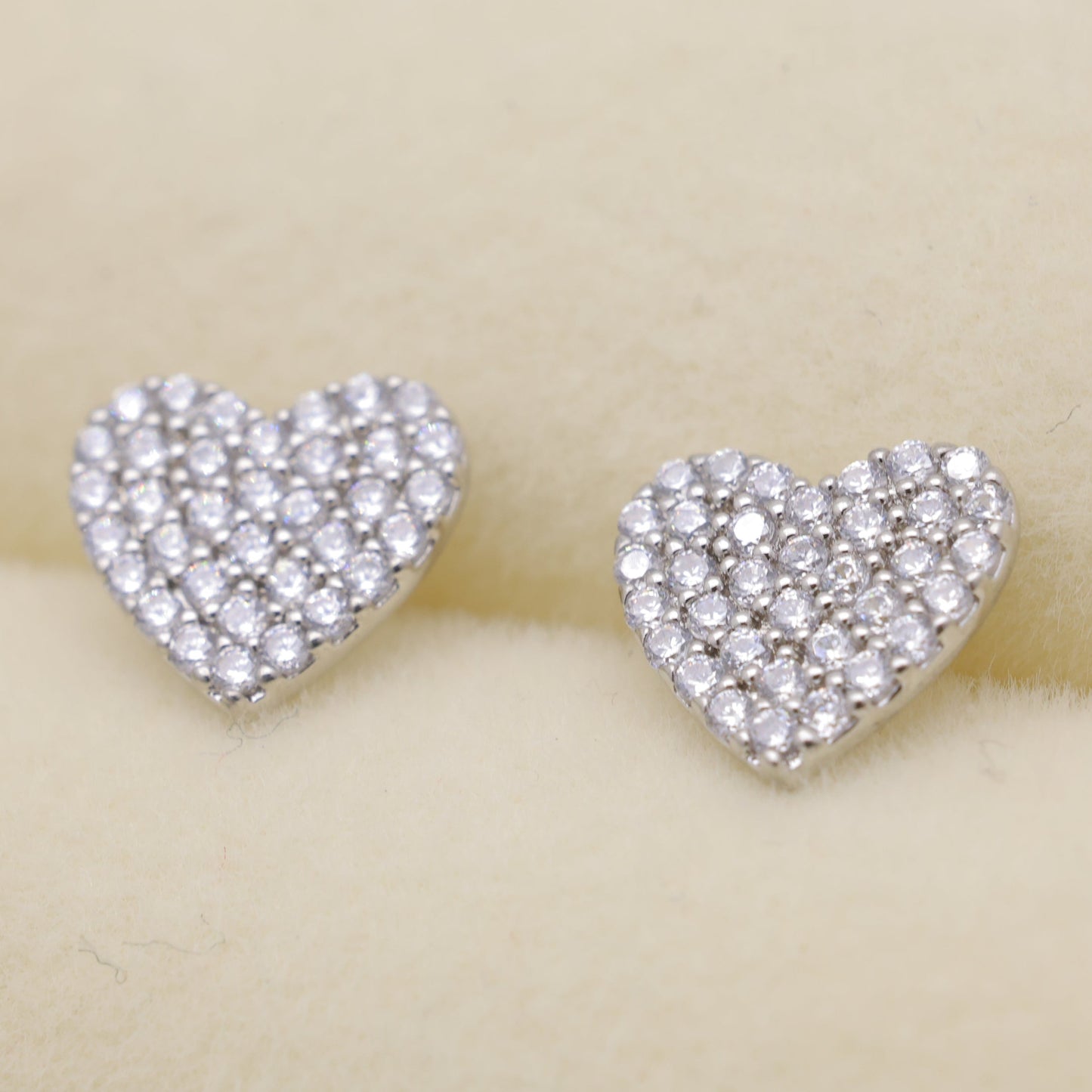Ameliane Pave Heart Earrings in Sterling Silver by MOA - view 2