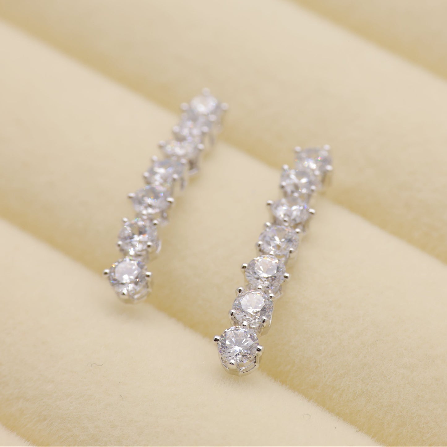 Annelise Pave Line Earrings in 925 Sterling Silver by MOA - view 3