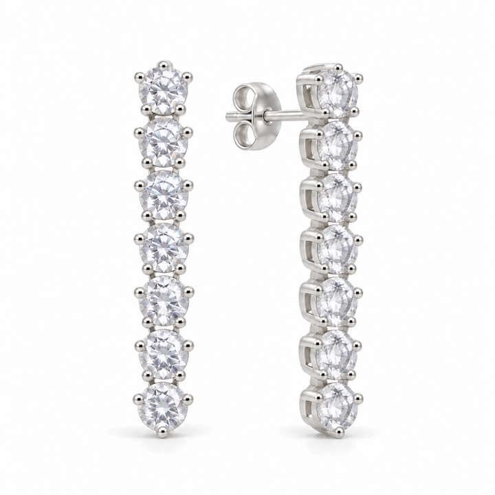 Annelise Pavé Line Earrings in 925 Sterling Silver