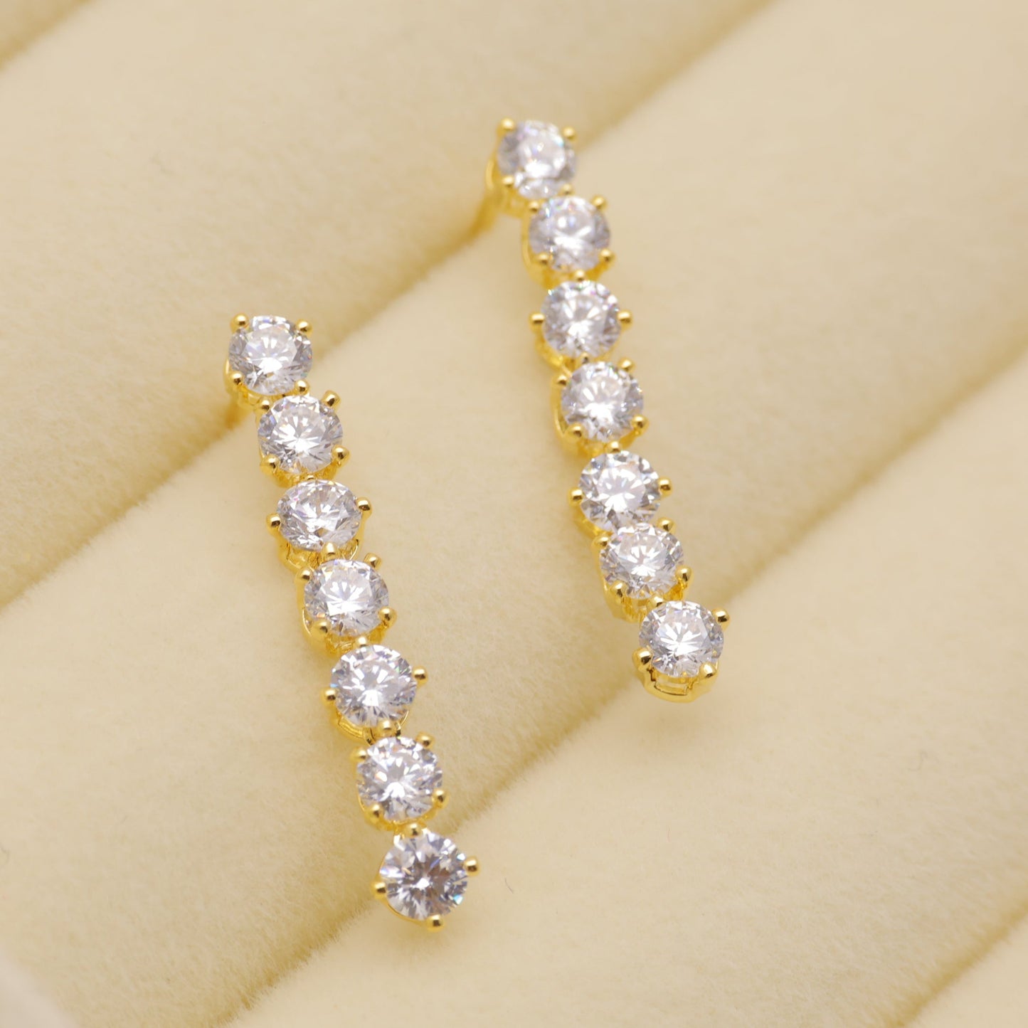 Annelise Pave Line Earrings in Gold Vermeil by MOA - view 2