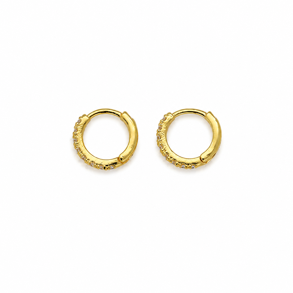 Apolline CZ Huggie Earrings in Gold Vermeil — back